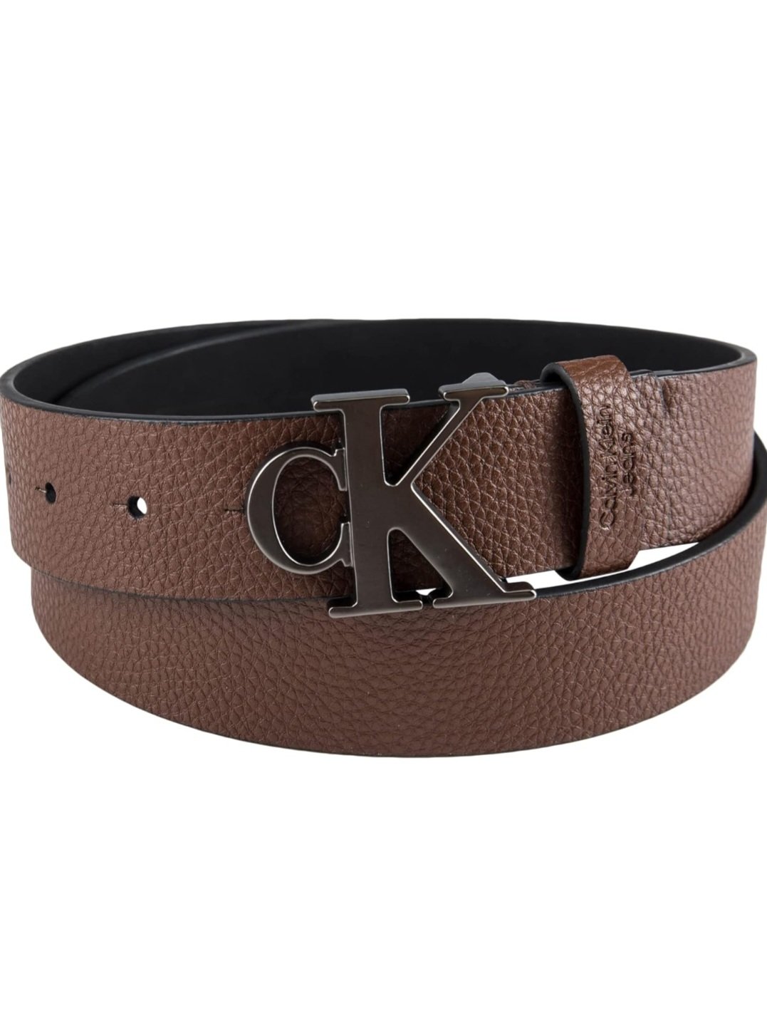Calvin Klein Men's Casual CK Monogram Cut Out Buckle Belt