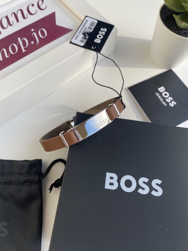 Hugo Boss Leather Stainless Steel Bracelet For Men - Image 2