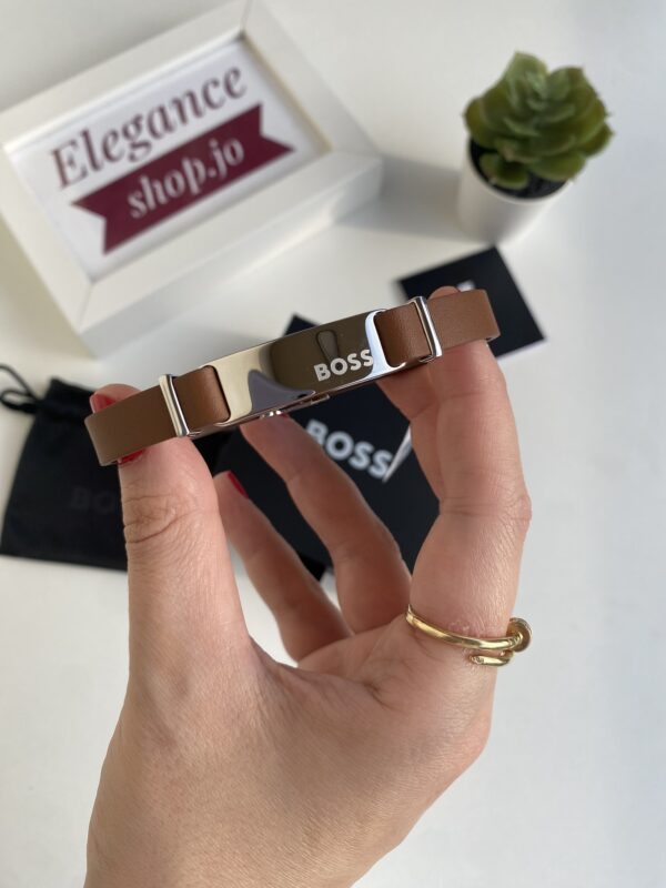 Hugo Boss Leather Stainless Steel Bracelet For Men