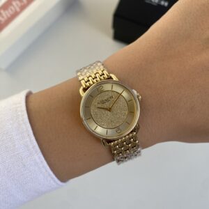 Coach ELLIOT WOMENS GOLD DIAL IONIC PLATED THIN GOLD STEEL Watch - 14504370