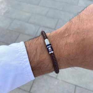 Tommy Hilfiger Jewelry Men Stainless Steel & Brown Leather Bracelet 2790295