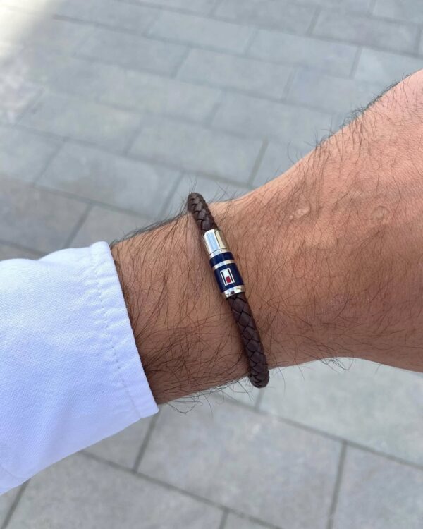 Tommy Hilfiger Jewelry Men Stainless Steel & Brown Leather Bracelet 2790295