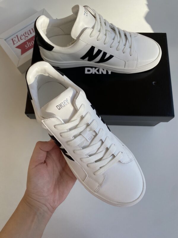 DKNY Women Abeni Rhinestone Log Casual Shoes, White - Image 2