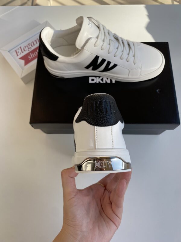 DKNY Women Abeni Rhinestone Log Casual Shoes, White - Image 4