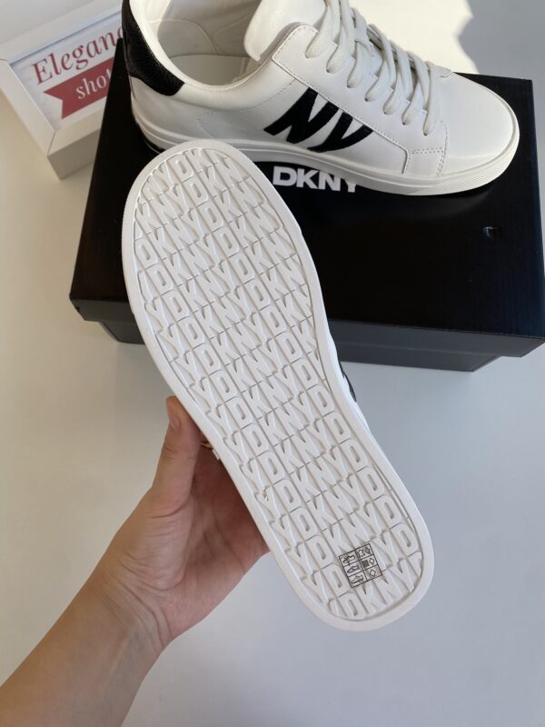 DKNY Women Abeni Rhinestone Log Casual Shoes, White - Image 5