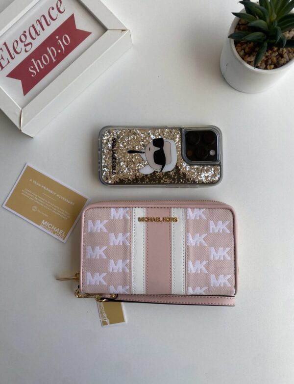 Michael Kors Jet Set Travel Large Striped Logo Jacquard Smartphone Wristlet - Image 3